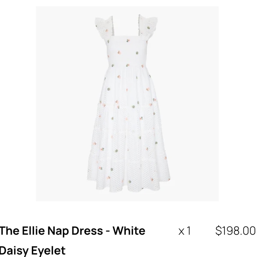 Worn 1x- Hill House Ellie Nap Dress  (S) White with Floral Eyelet